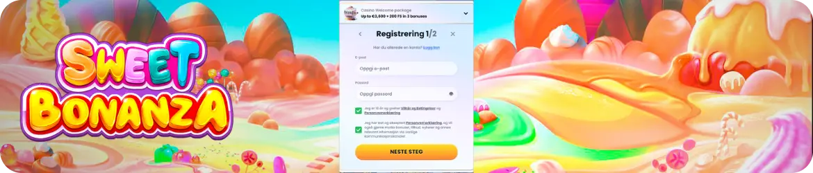 Registrer deg på casinoet for å spille Sweet Bonanza demo slot